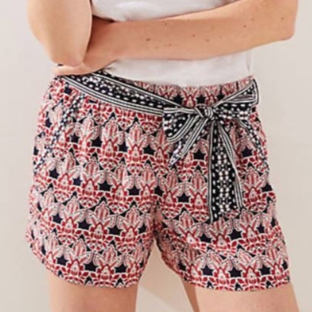 Loft| Red and Blue Patterned Shorts